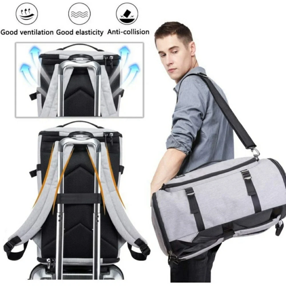 Gray Men's Tech Backpack - Travel & Laptop Organizer